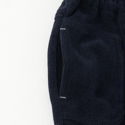 下襬拼接翻邊輕薄針織燈芯絨長褲