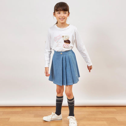 甜甜圈圖案貼布長袖T恤