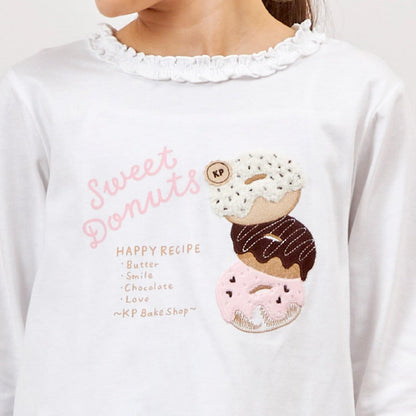甜甜圈圖案貼布長袖T恤