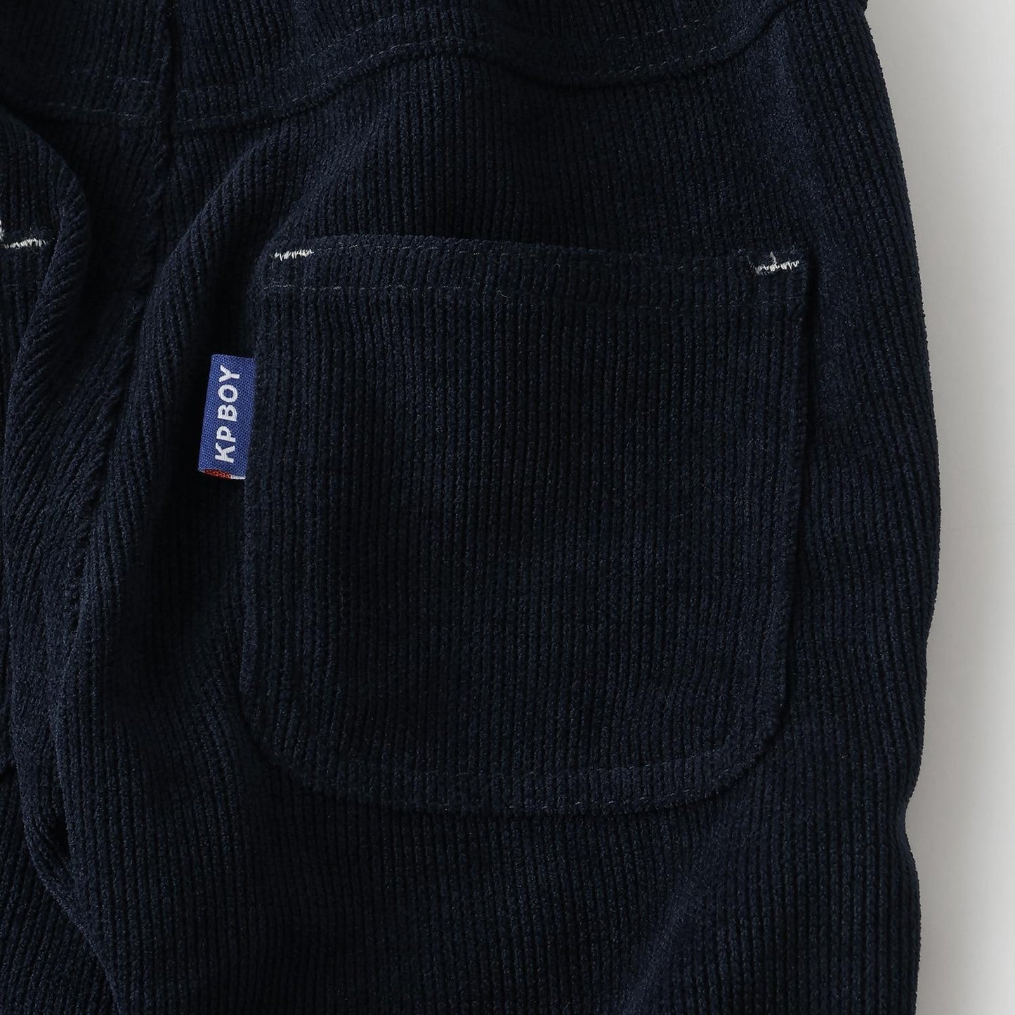 下襬拼接翻邊輕薄針織燈芯絨長褲