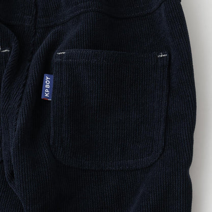 下襬拼接翻邊輕薄針織燈芯絨長褲