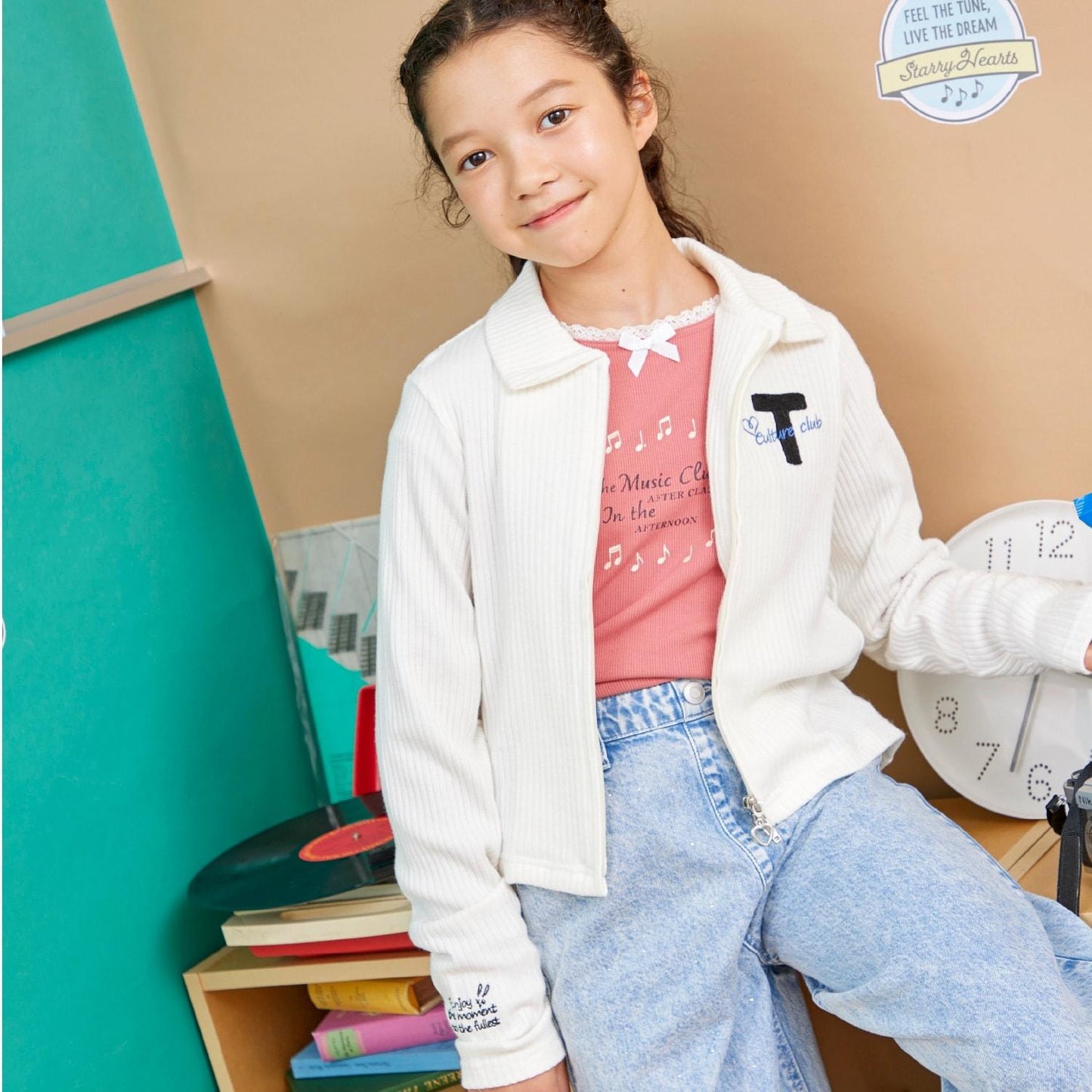 【Trois Lapins】領口蕾絲羅紋長袖T恤