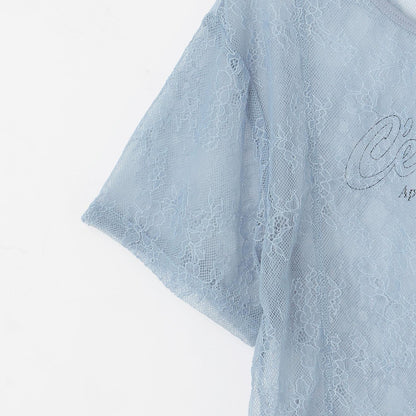 【Trois Lapins】蕾絲T恤疊穿套裝