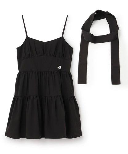 繫帶褶皺連衣裙【韓國時尚】