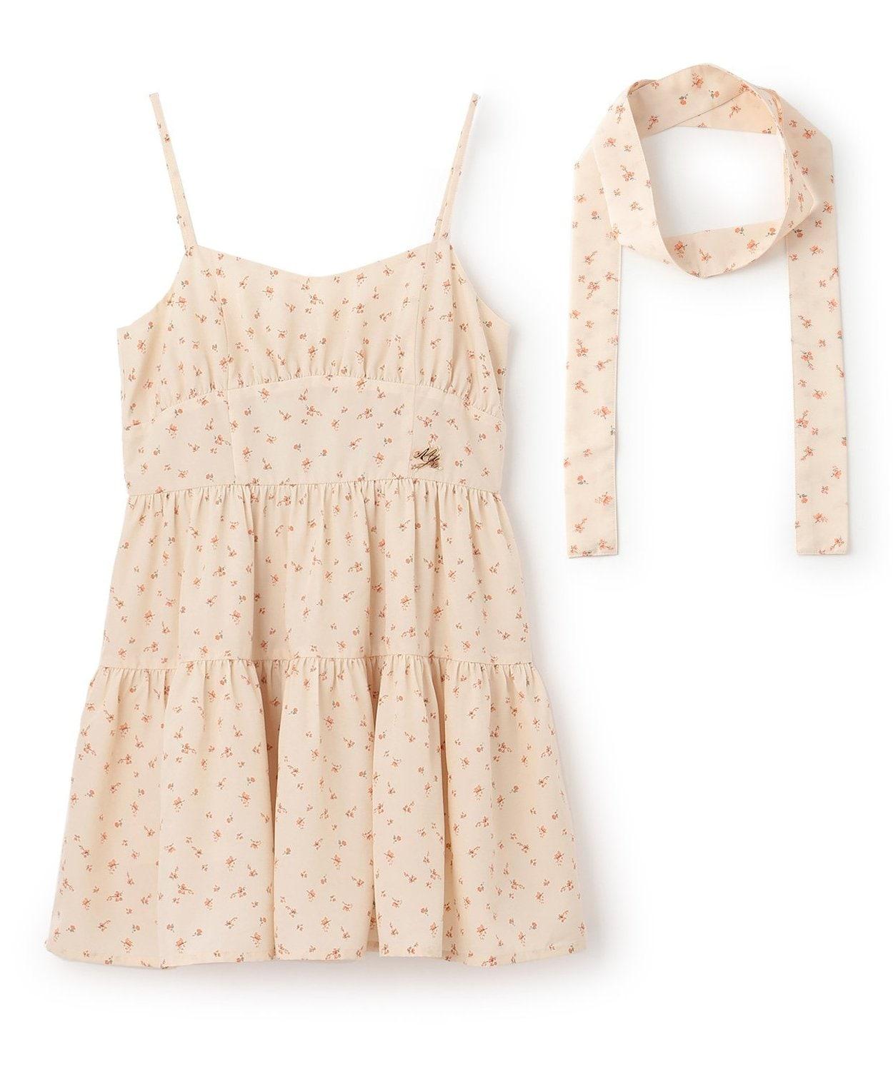 繫帶褶皺連衣裙【韓國時尚】