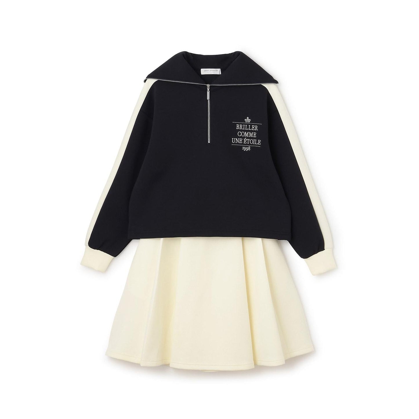 水手風半拉鍊上衣×裙子套裝