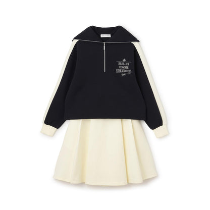 水手風半拉鍊上衣×裙子套裝