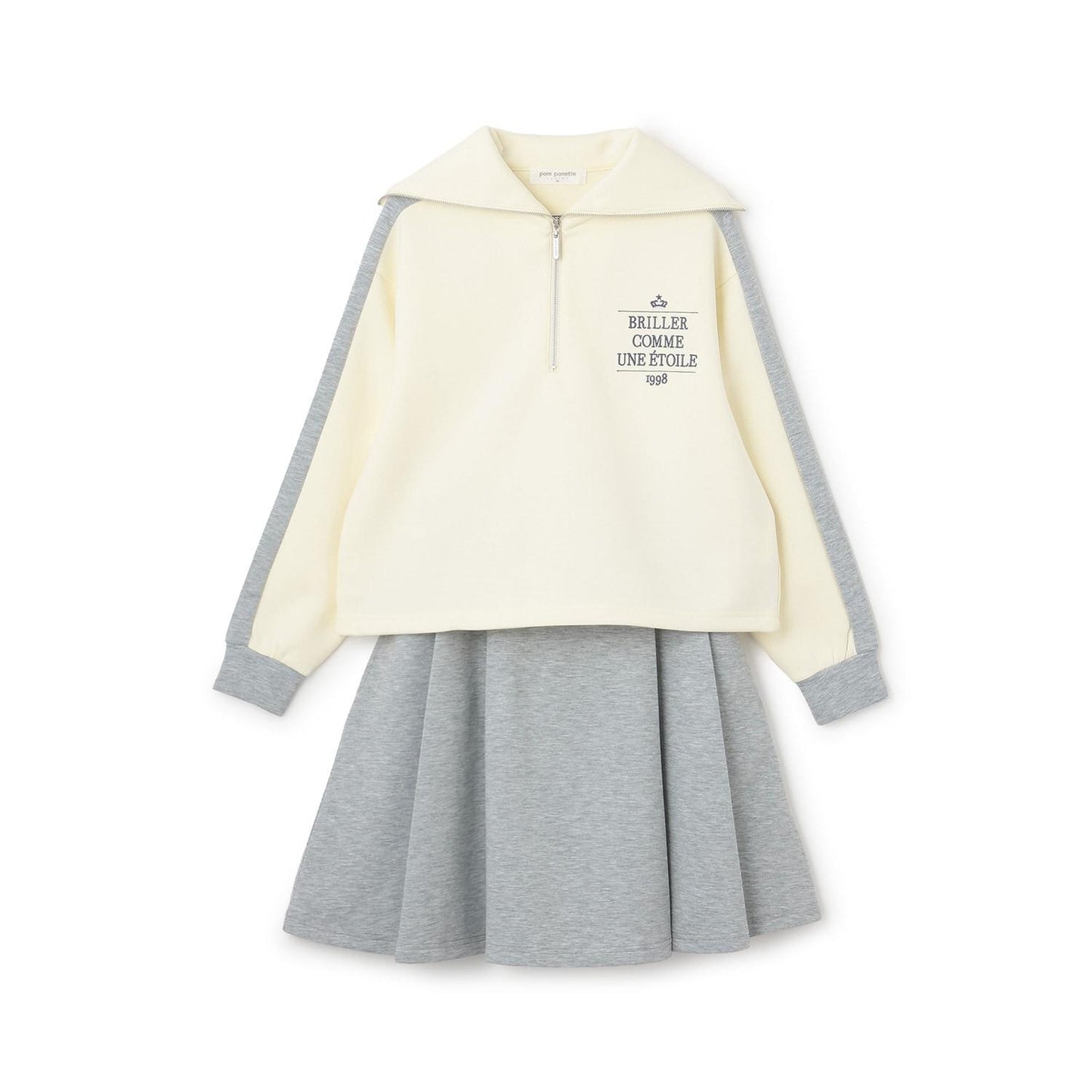 水手風半拉鍊上衣×裙子套裝