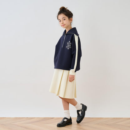 水手風半拉鍊上衣×裙子套裝