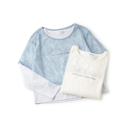 【Trois Lapins】蕾絲T恤疊穿套裝