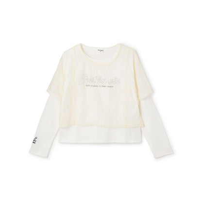 【Trois Lapins】蕾絲T恤疊穿套裝