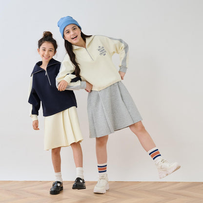 水手風半拉鍊上衣×裙子套裝