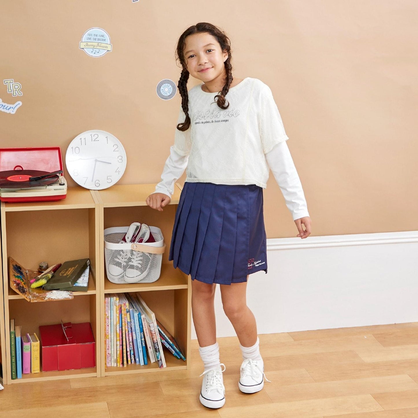 【Trois Lapins】蕾絲T恤疊穿套裝