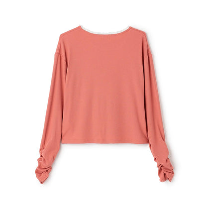 【Trois Lapins】領口蕾絲羅紋長袖T恤