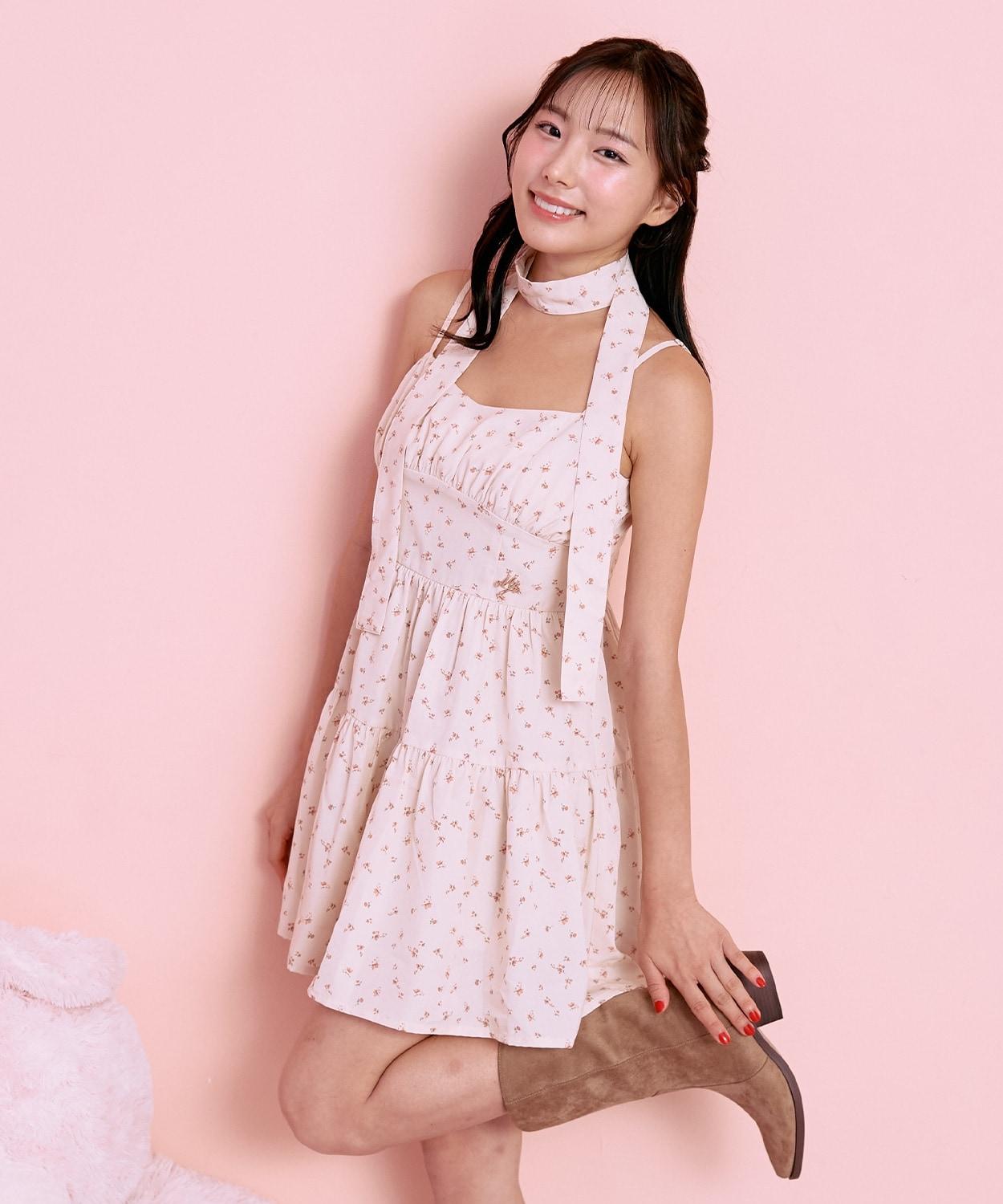 繫帶褶皺連衣裙【韓國時尚】