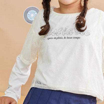 【Trois Lapins】蕾絲T恤疊穿套裝