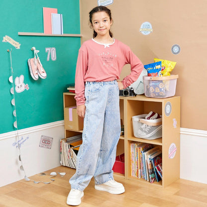 【Trois Lapins】領口蕾絲羅紋長袖T恤