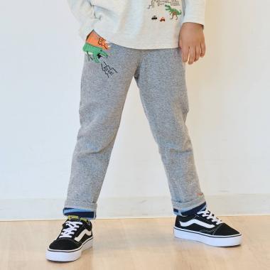 恐龍圖案加厚長款直筒褲