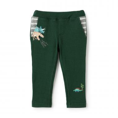 恐龍圖案加厚長款直筒褲