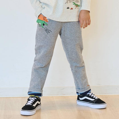 恐龍圖案加厚長款直筒褲