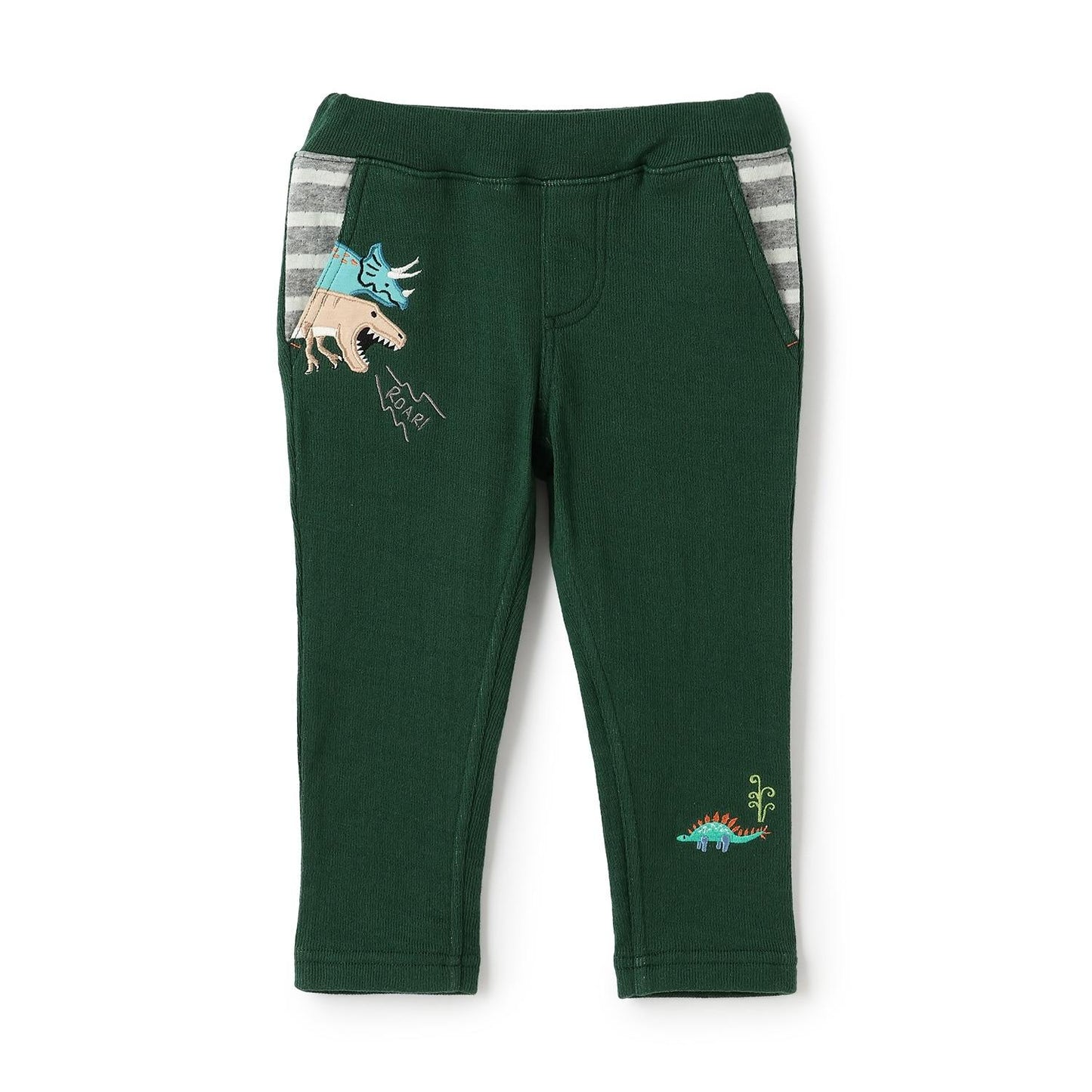 恐龍圖案加厚長款直筒褲