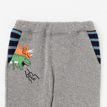 恐龍圖案加厚長款直筒褲