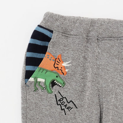 恐龍圖案加厚長款直筒褲