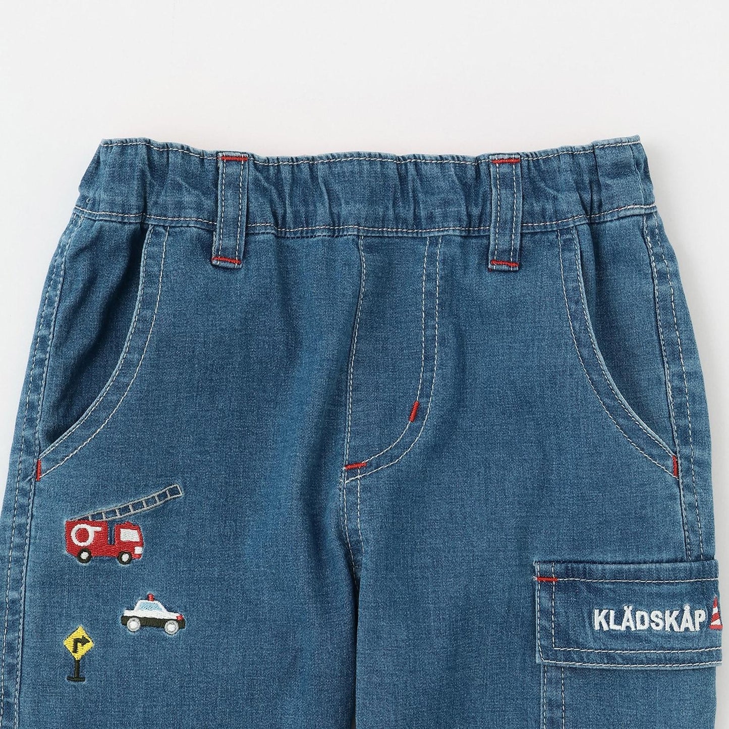 工程車輛圖案長款工裝褲