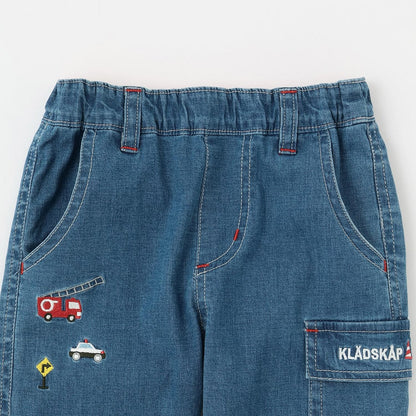 工程車輛圖案長款工裝褲