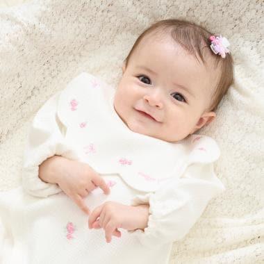 玫瑰刺繡花邊圍兜