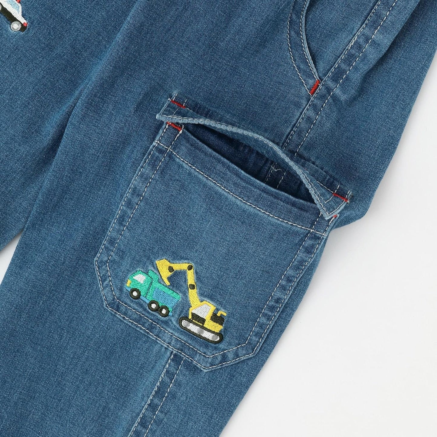 工程車輛圖案長款工裝褲