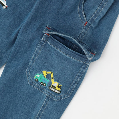 工程車輛圖案長款工裝褲