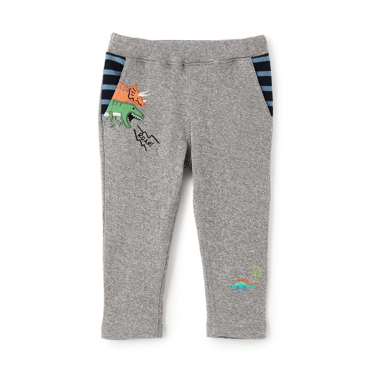 恐龍圖案加厚長款直筒褲