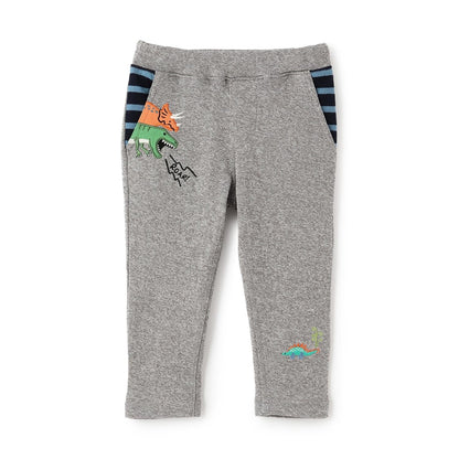 恐龍圖案加厚長款直筒褲