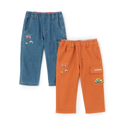 工程車輛圖案長款工裝褲