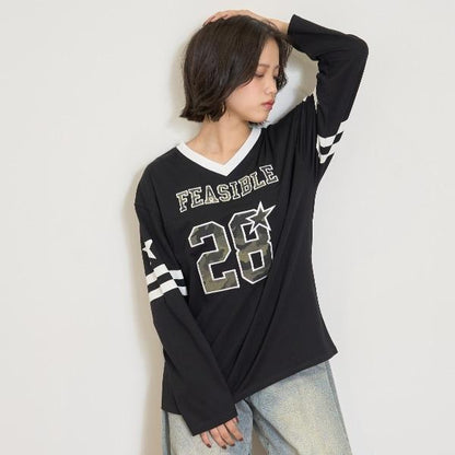 【LTXC/速幹】數字印花寬鬆T恤