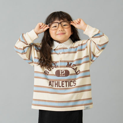 【男女同款】學院風印花長袖橄欖球T恤