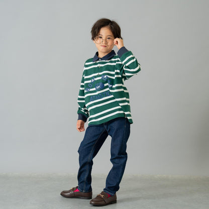 【男女同款】學院風印花長袖橄欖球T恤