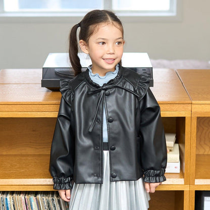 【柔軟人造皮革】無領夾克