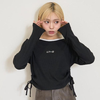 羅紋抽繩長袖T恤