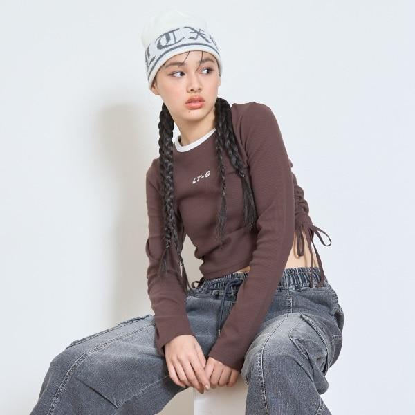 羅紋抽繩長袖T恤