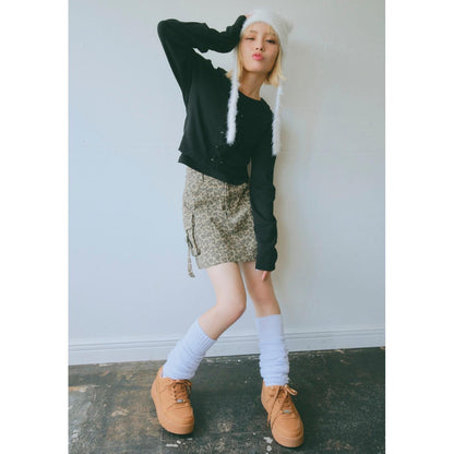 繫帶長袖T恤套裝