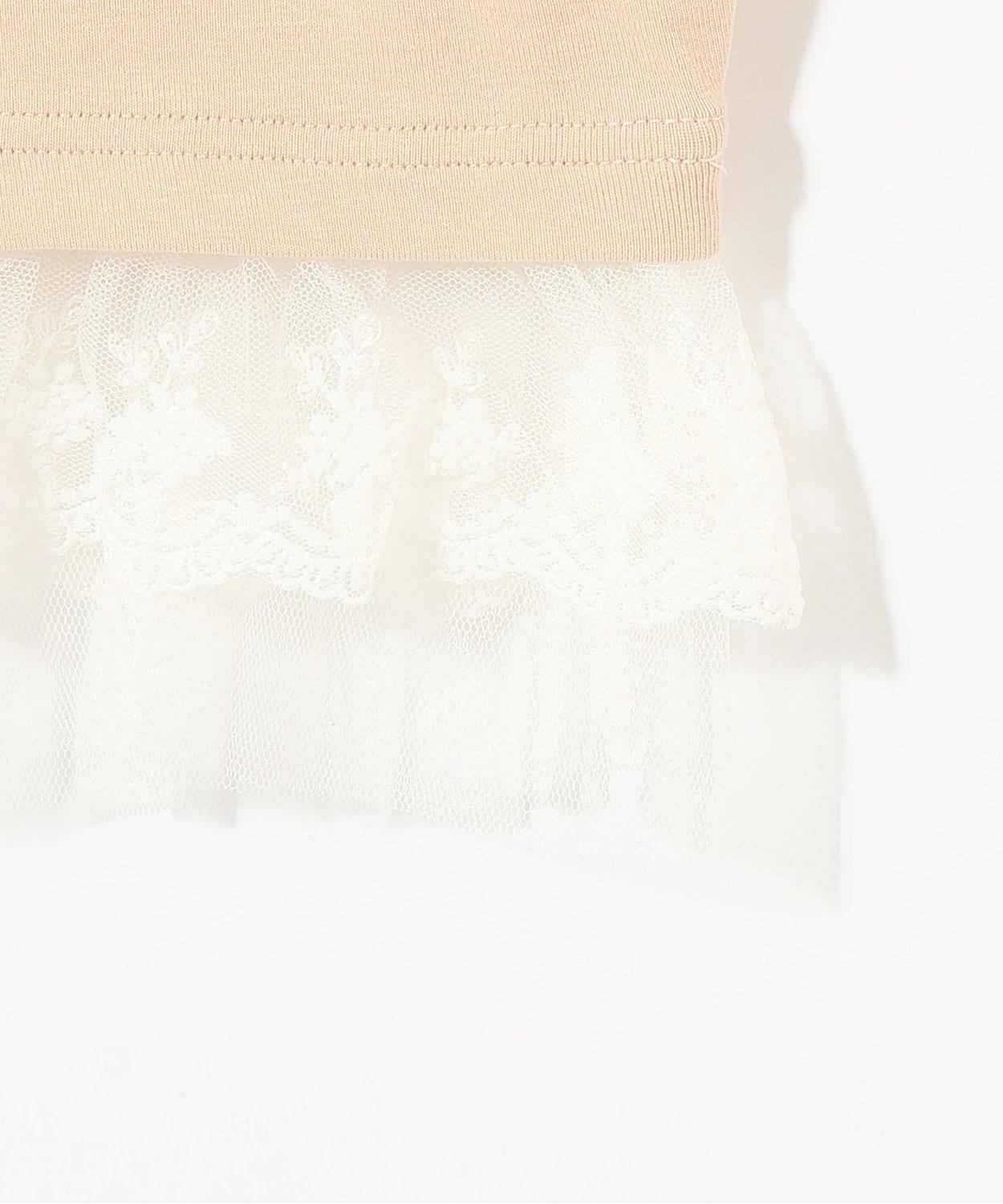 下襬荷葉邊鑲鑽T恤【韓國時尚】