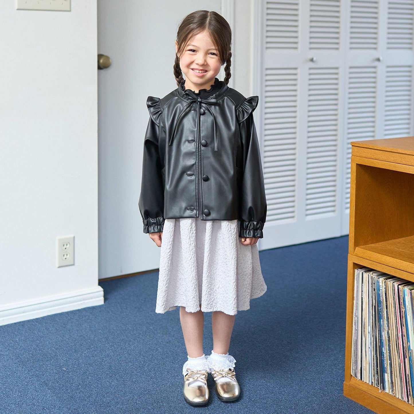 【柔軟人造皮革】無領夾克