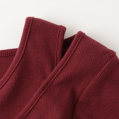 繫帶長袖T恤套裝