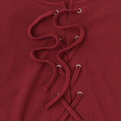 繫帶長袖T恤套裝