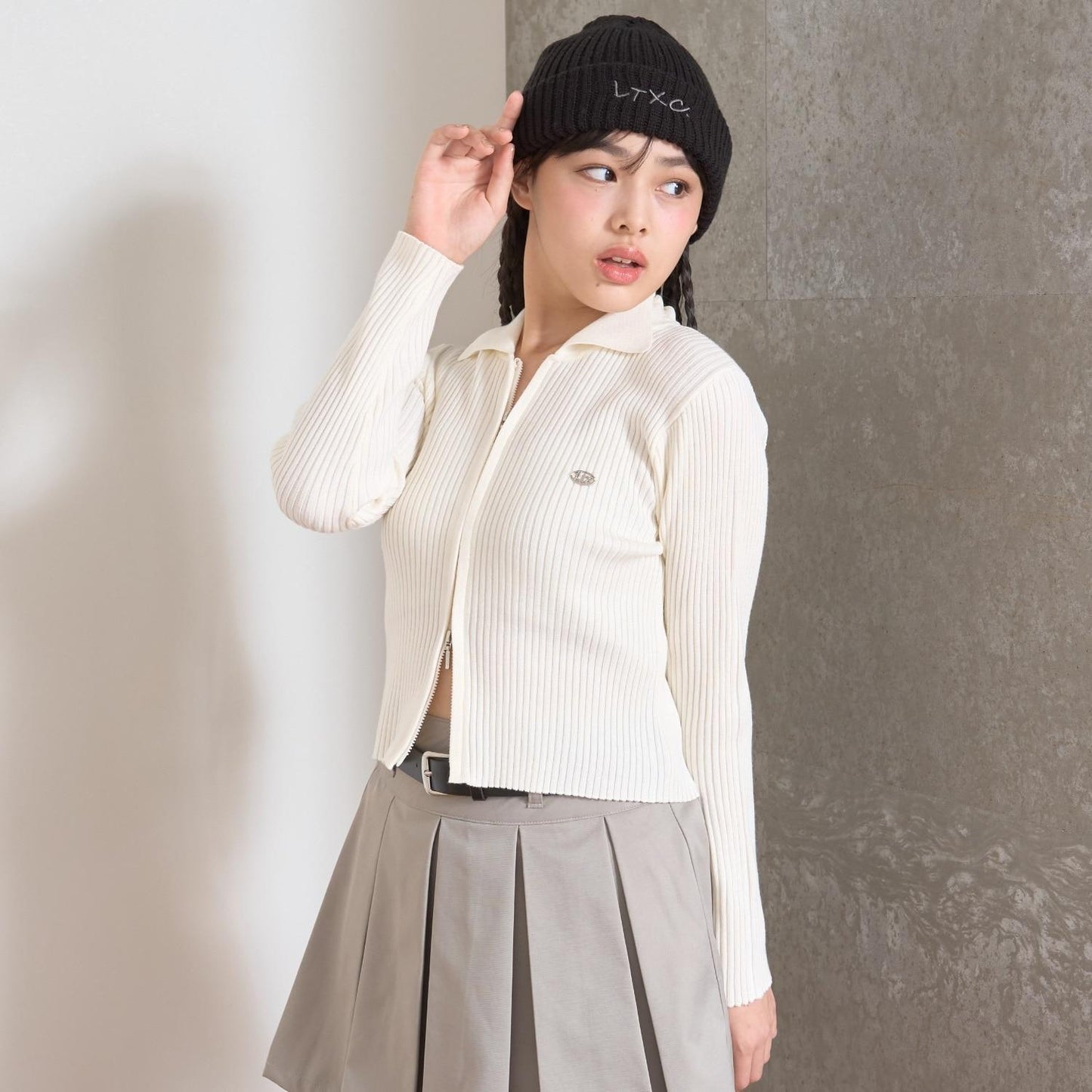 【LTXC】羅紋雙拉鍊開衫