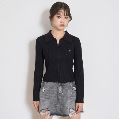 【LTXC】羅紋雙拉鍊開衫