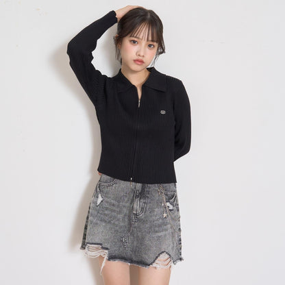 【LTXC】羅紋雙拉鍊開衫