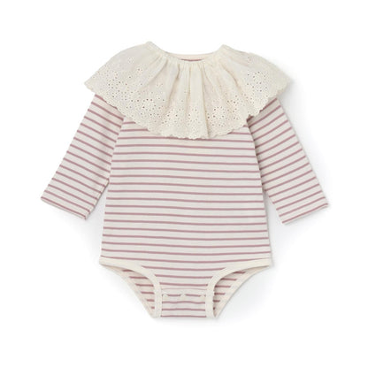 帶蕾絲圍兜連體衣